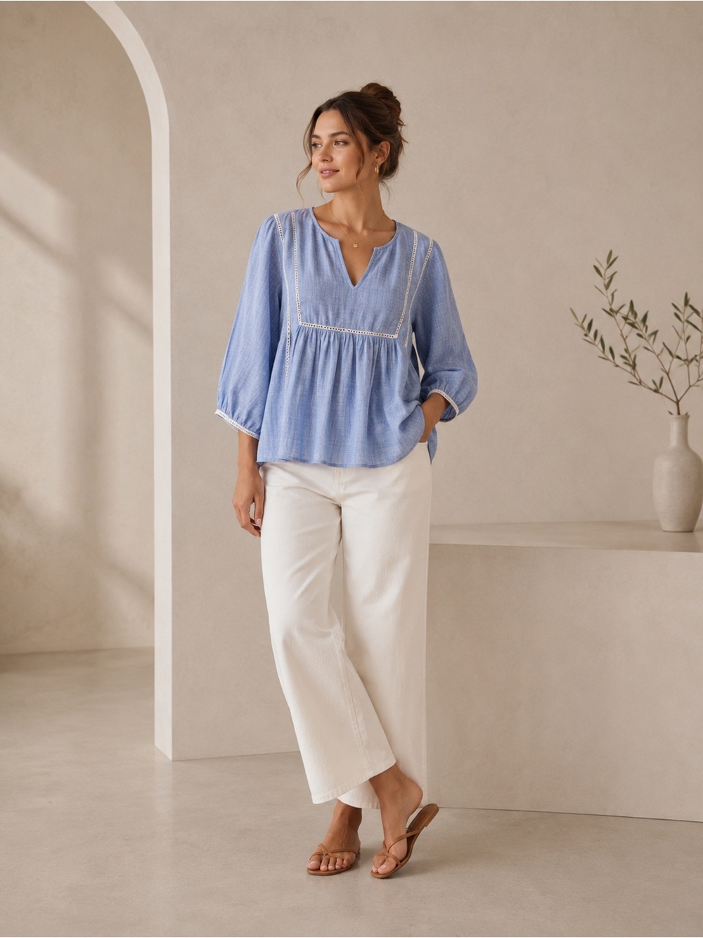 ZARA‎ - Women's Blue Blouse, size  L